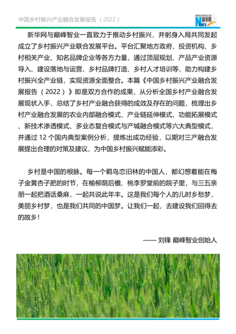 新华网:中国乡村振兴产业融合报告(2022)