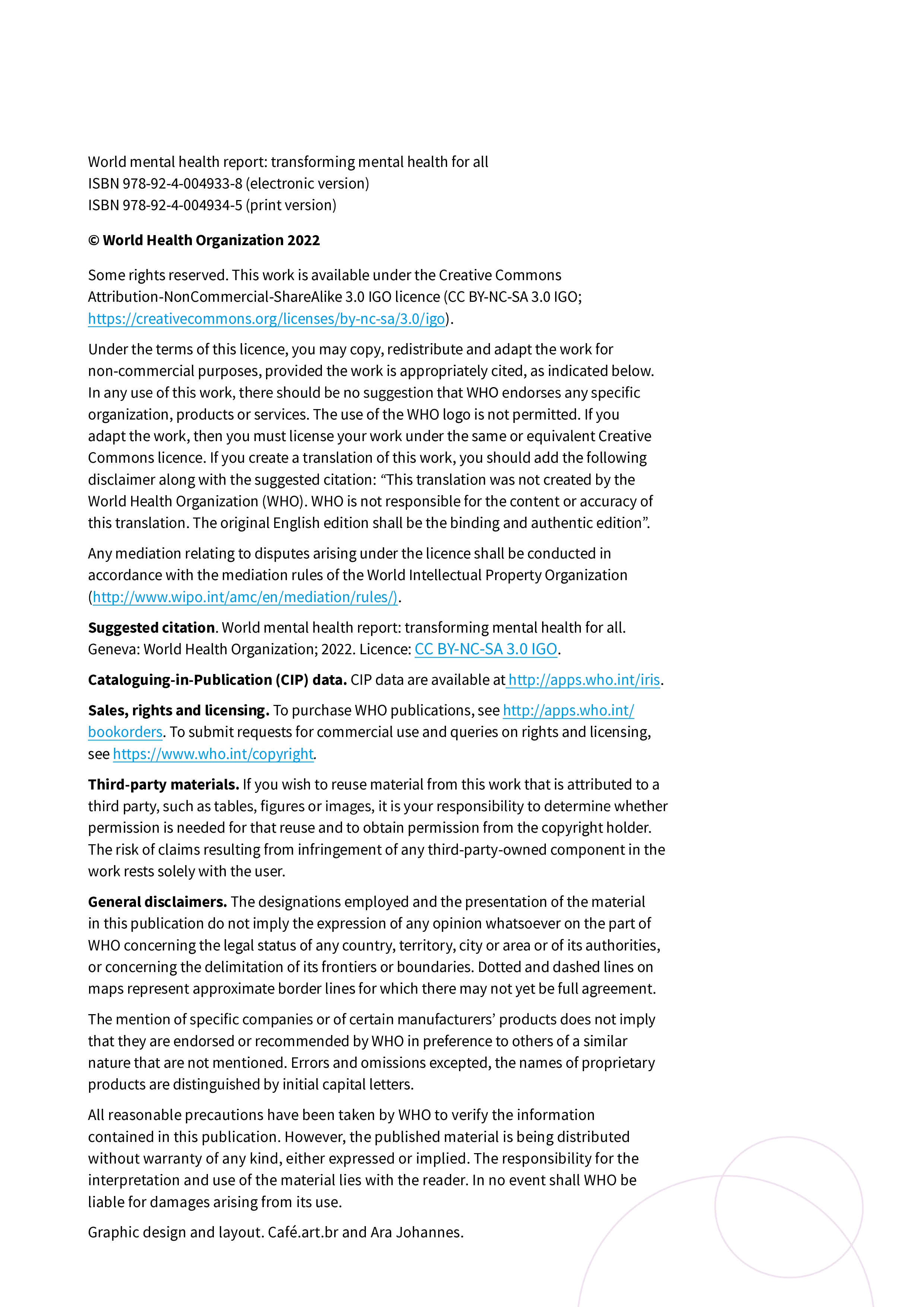世界卫生组织(WHO):2022年全球心理健康报告(英文版)