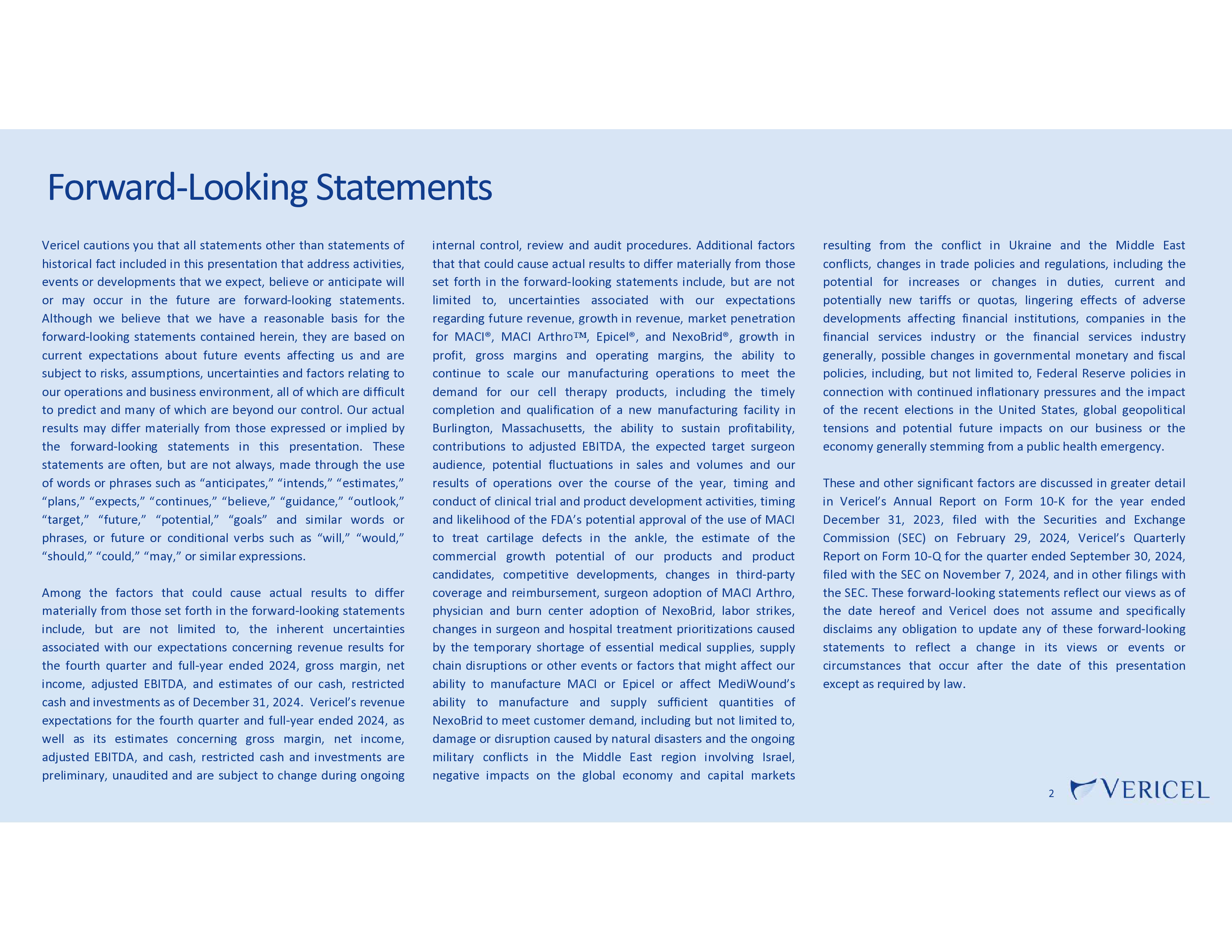 VericelCompanyPresentation-JPMorganHealthcareConferenceJanuary152025