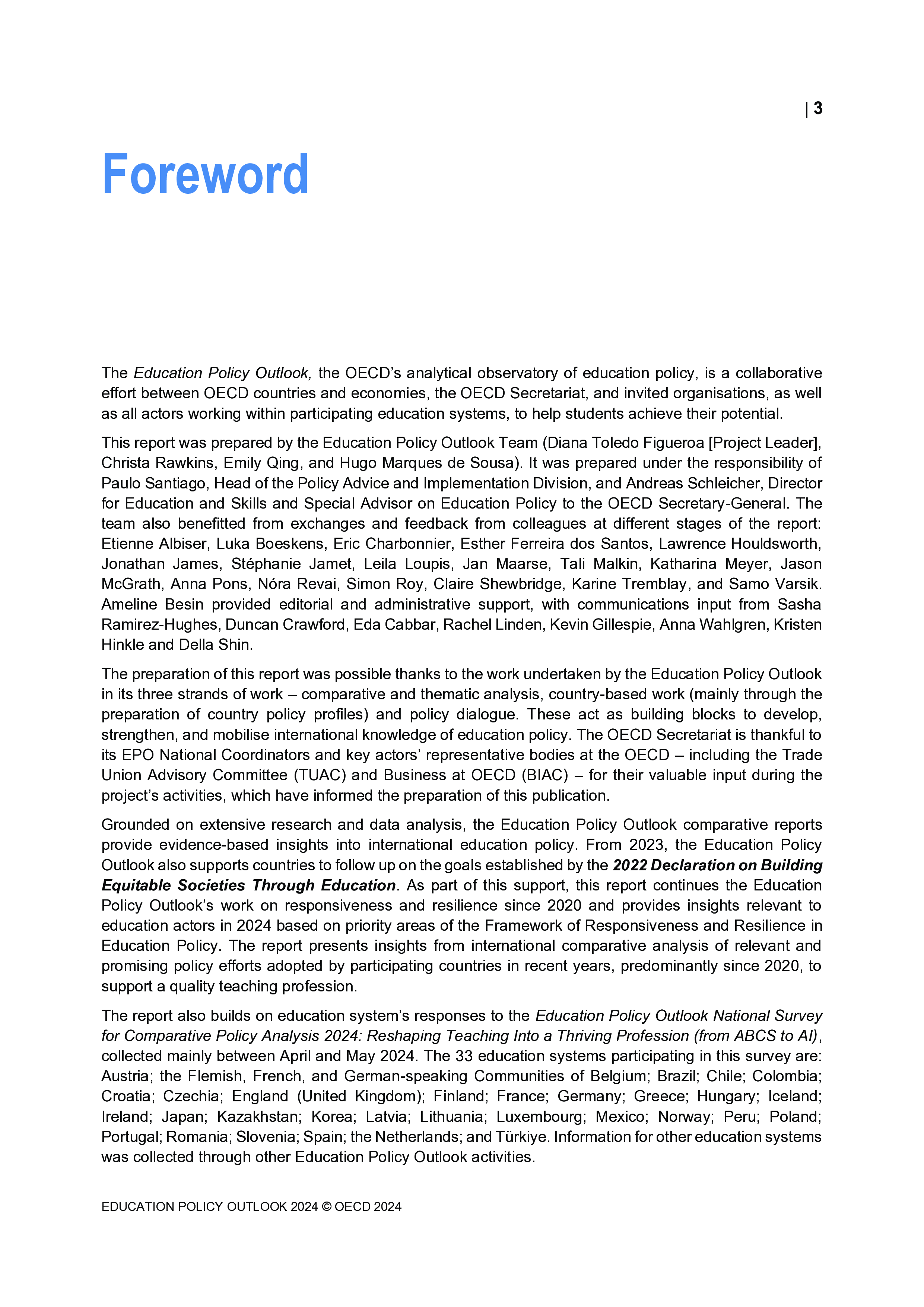 经合组织2024年教育政策展望报告从基础教育到AI教育教育的变局与新机英文版147页