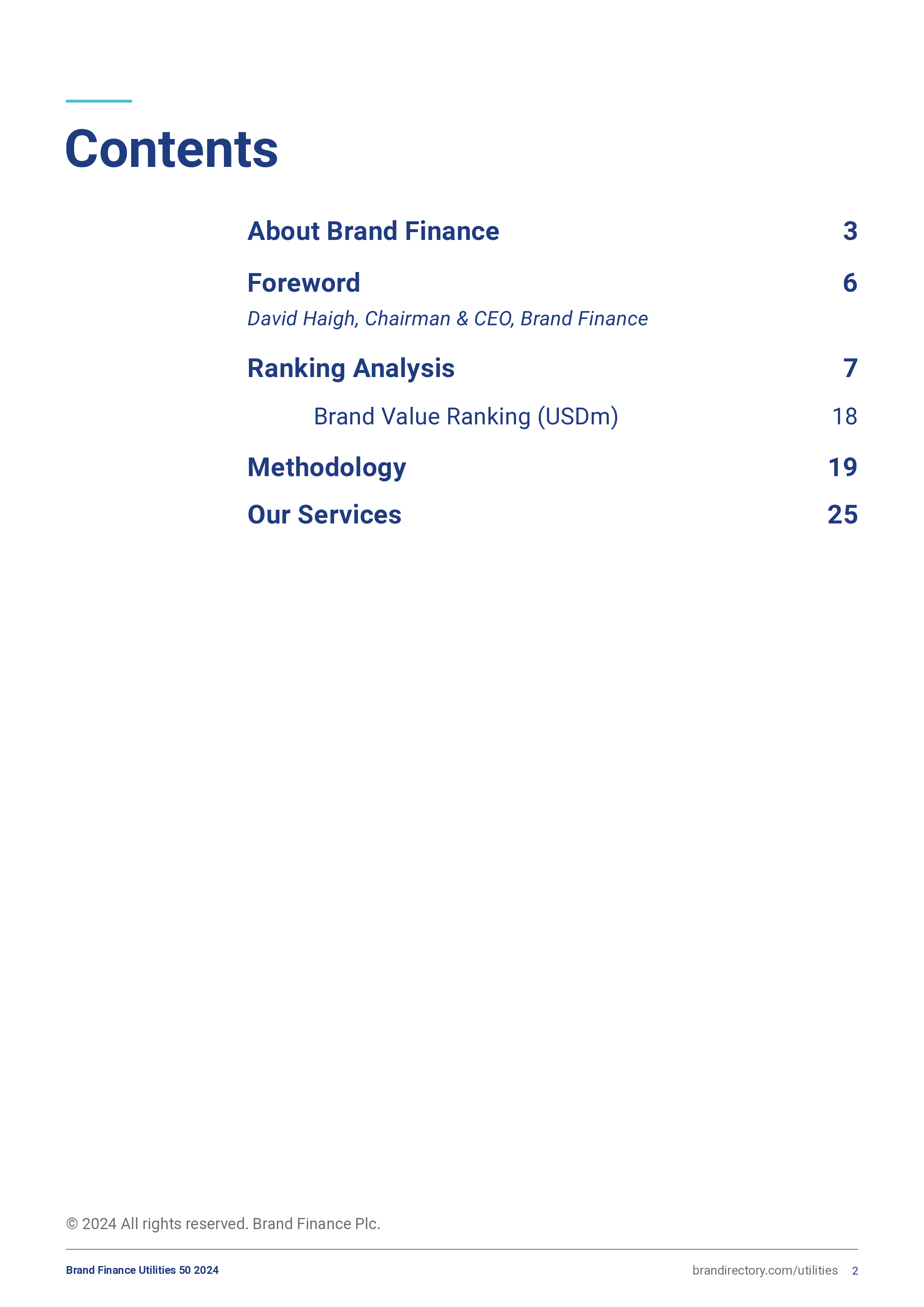 BrandFinance2024年全球公用事业品牌价值50强报告英文版34页
