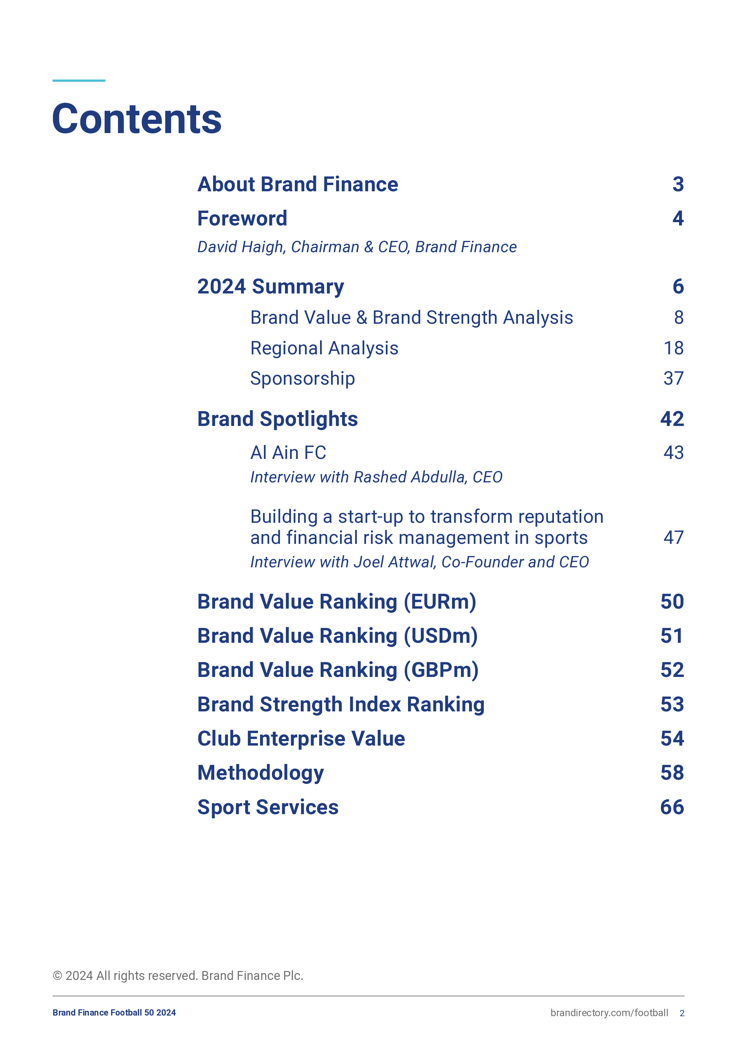BrandFinance2024年全球足球品牌价值50强年度报告英文版77页