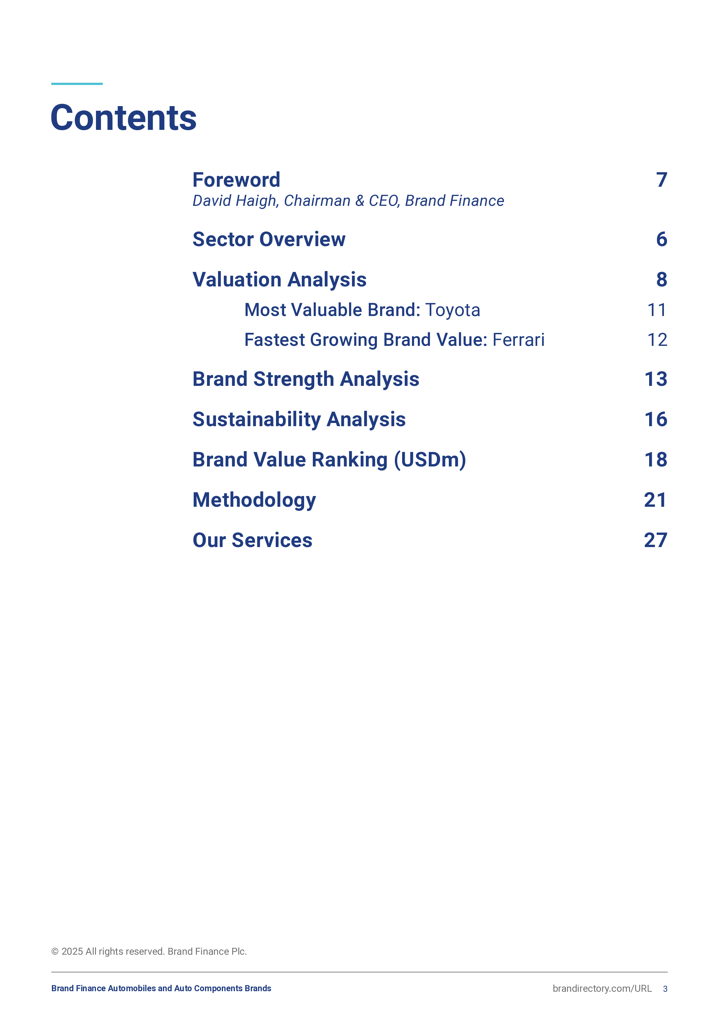 品牌金融BrandFinance2025年全球汽车品牌价值及强度评估报告英文版29页