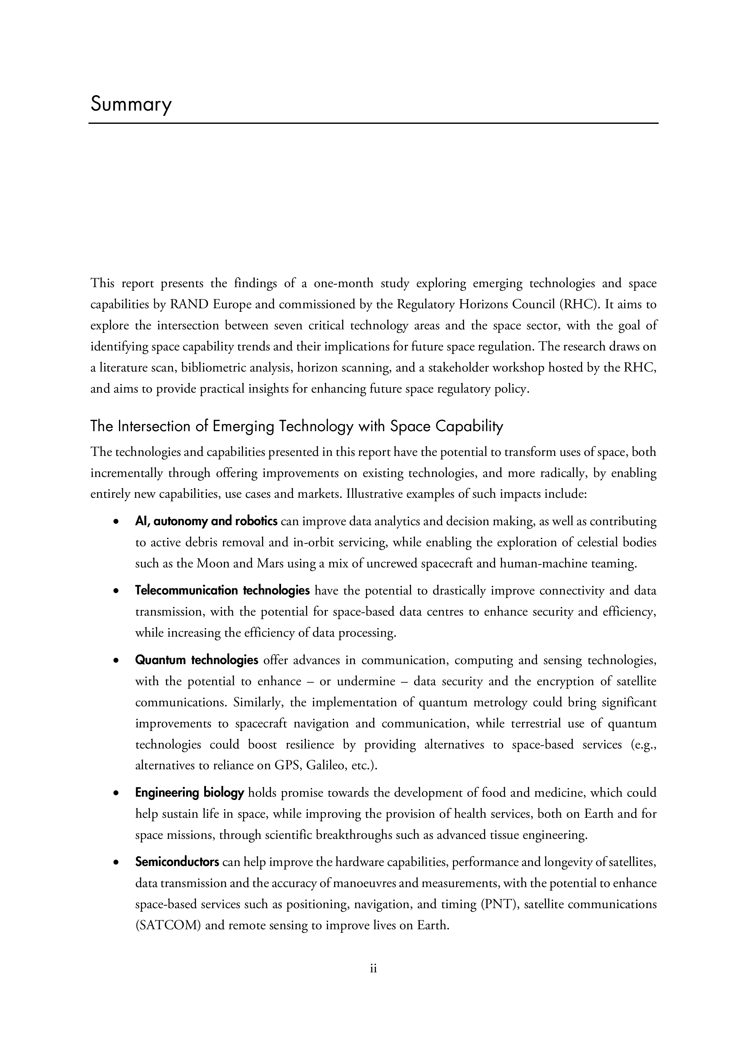 兰德公司2024年新兴技术对英国太空监管政策的影响研究报告英文版113页