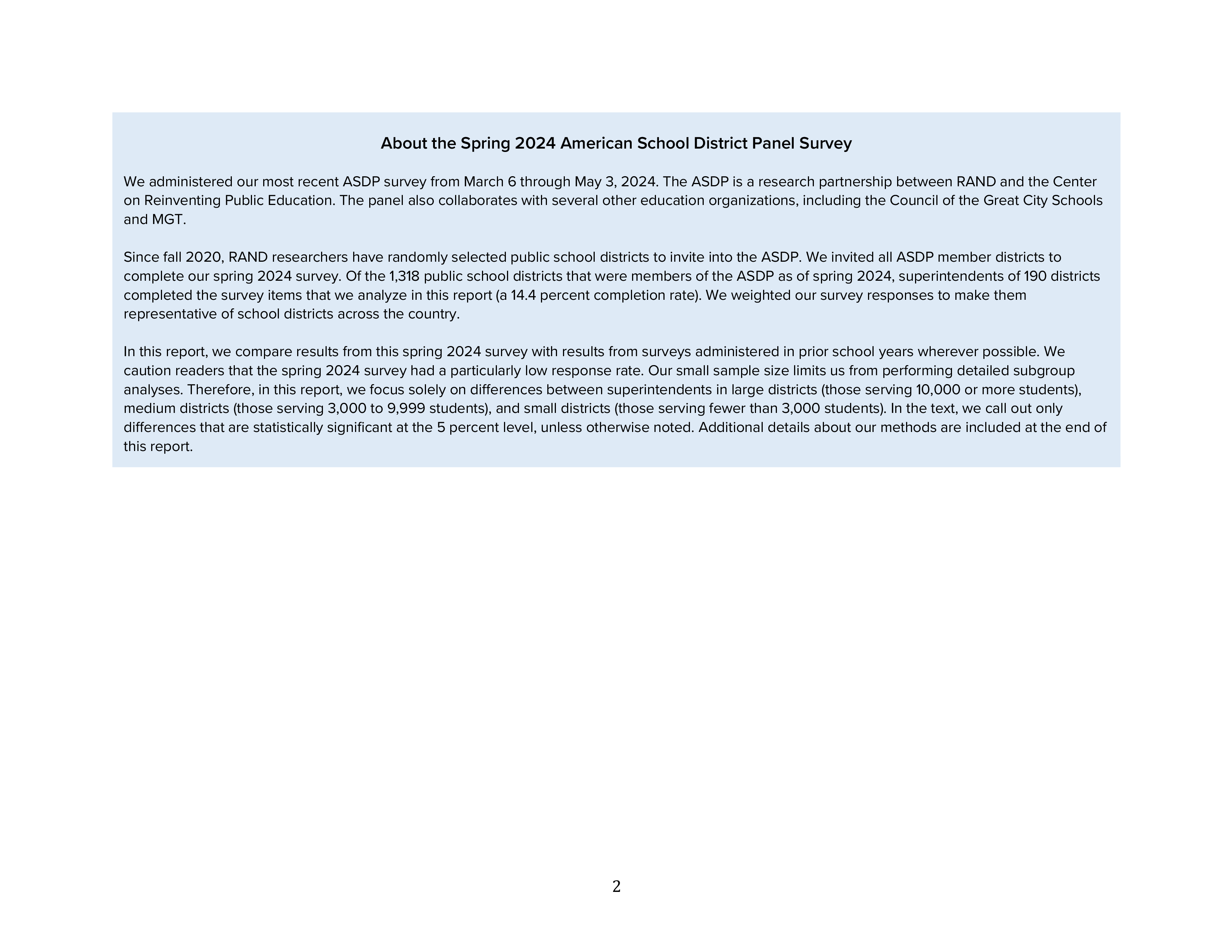 兰德公司RAND2024年春季美国学区主管调查报告关键发现英文版18页