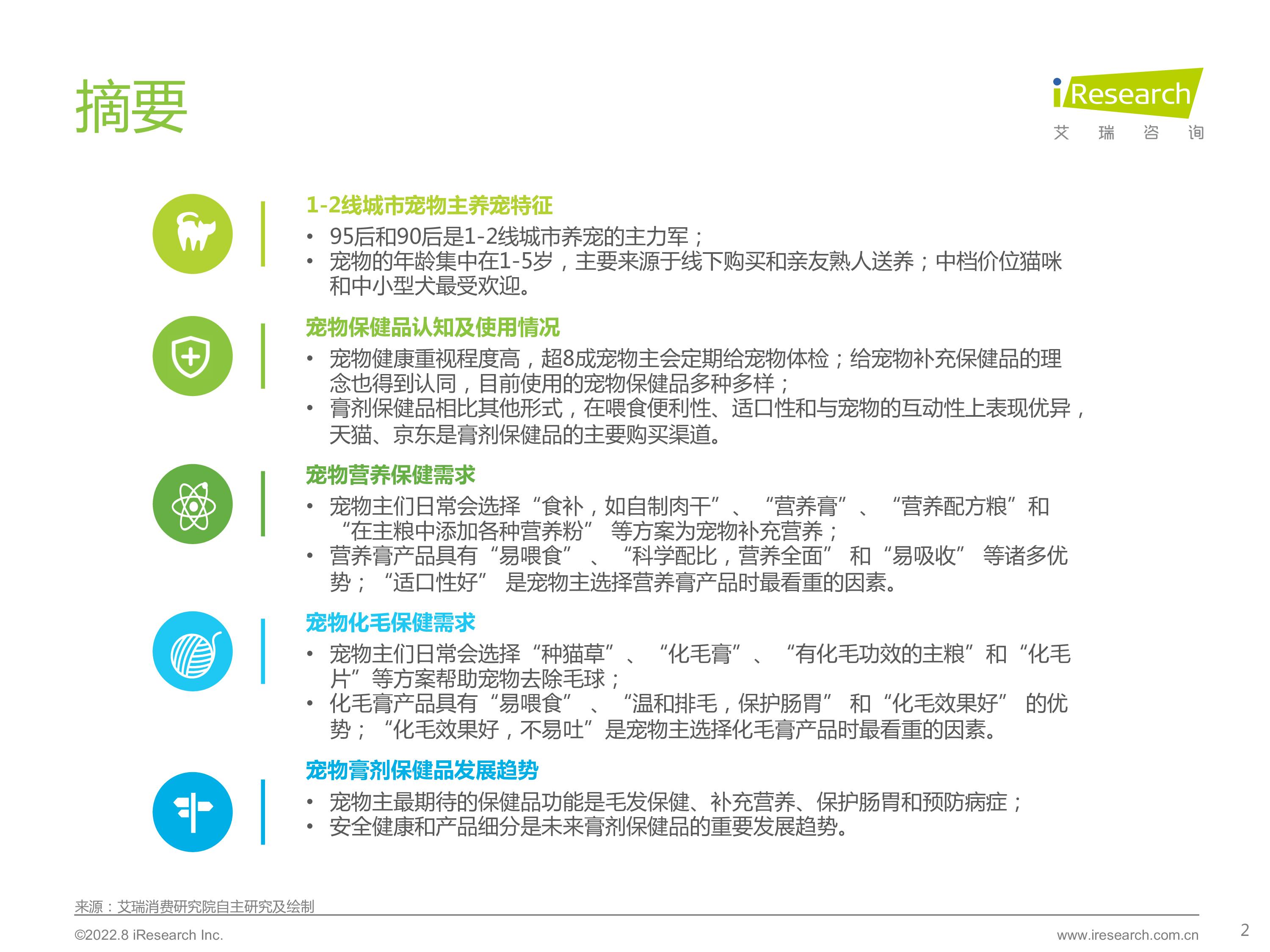 艾瑞咨询2022年宠物保健品消费态度洞察白皮书43页