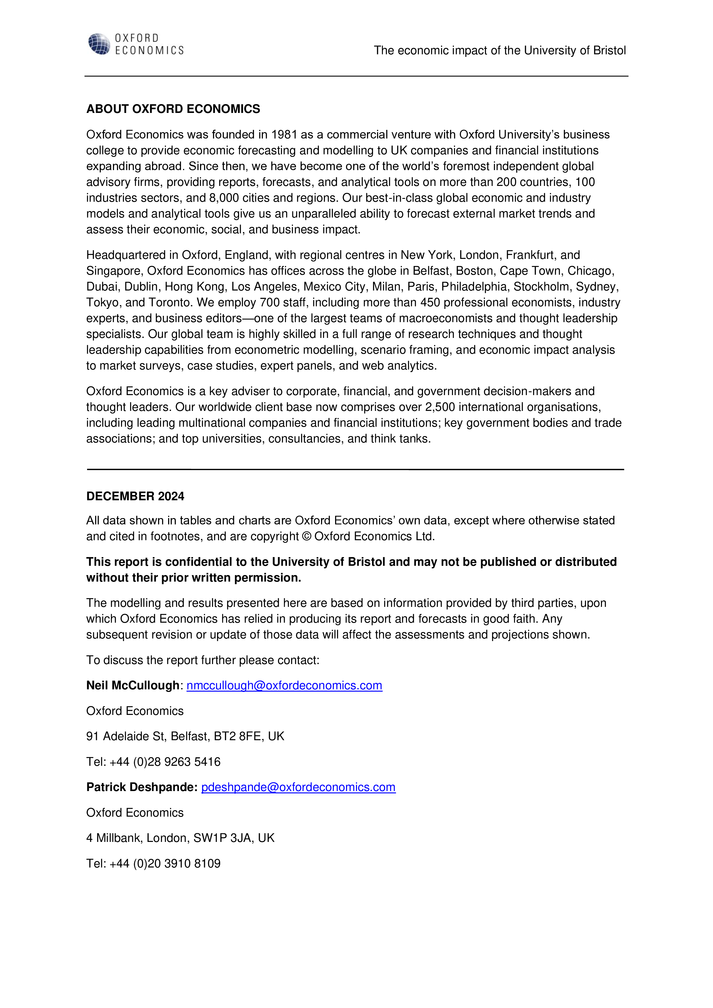 牛津经济研究院2025布里斯托大学的经济影响研究报告对布里斯托英格兰西部及英国经济的贡献评估英文版44页