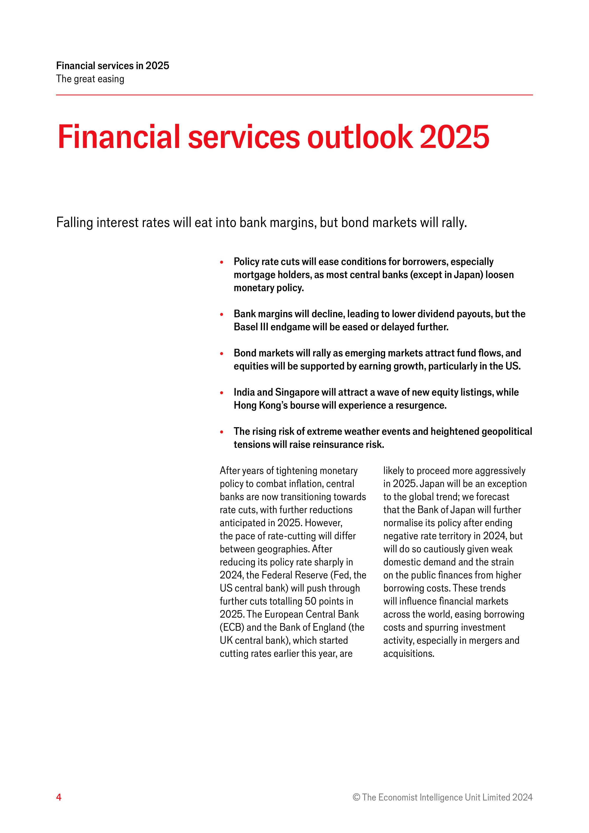 经济学人智库EIU2025年全球金融服务展望大宽松时代英文版14页