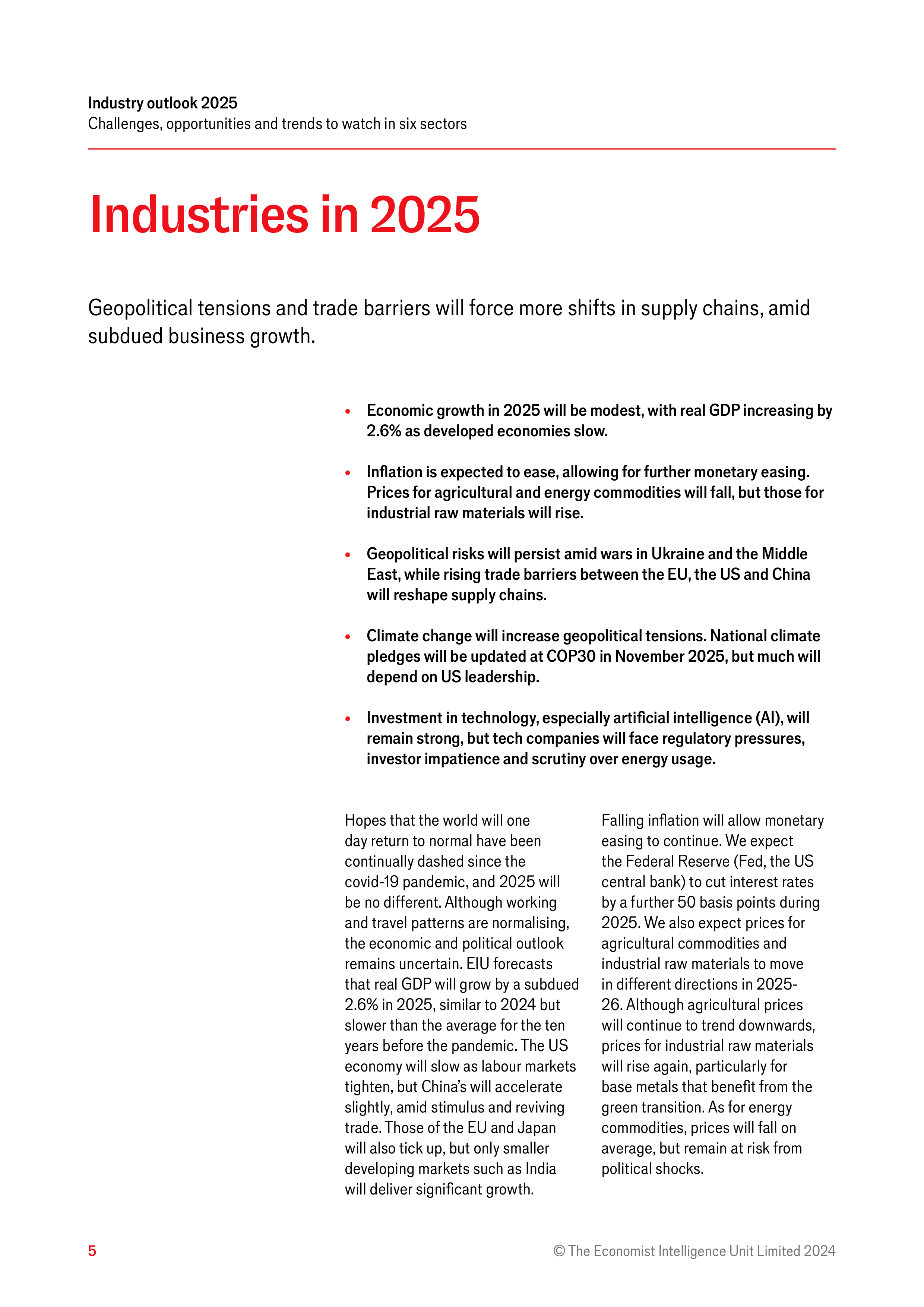 经济学人智库EIU2025年行业展望报告6大行业的挑战机遇与发展趋势英文版64页