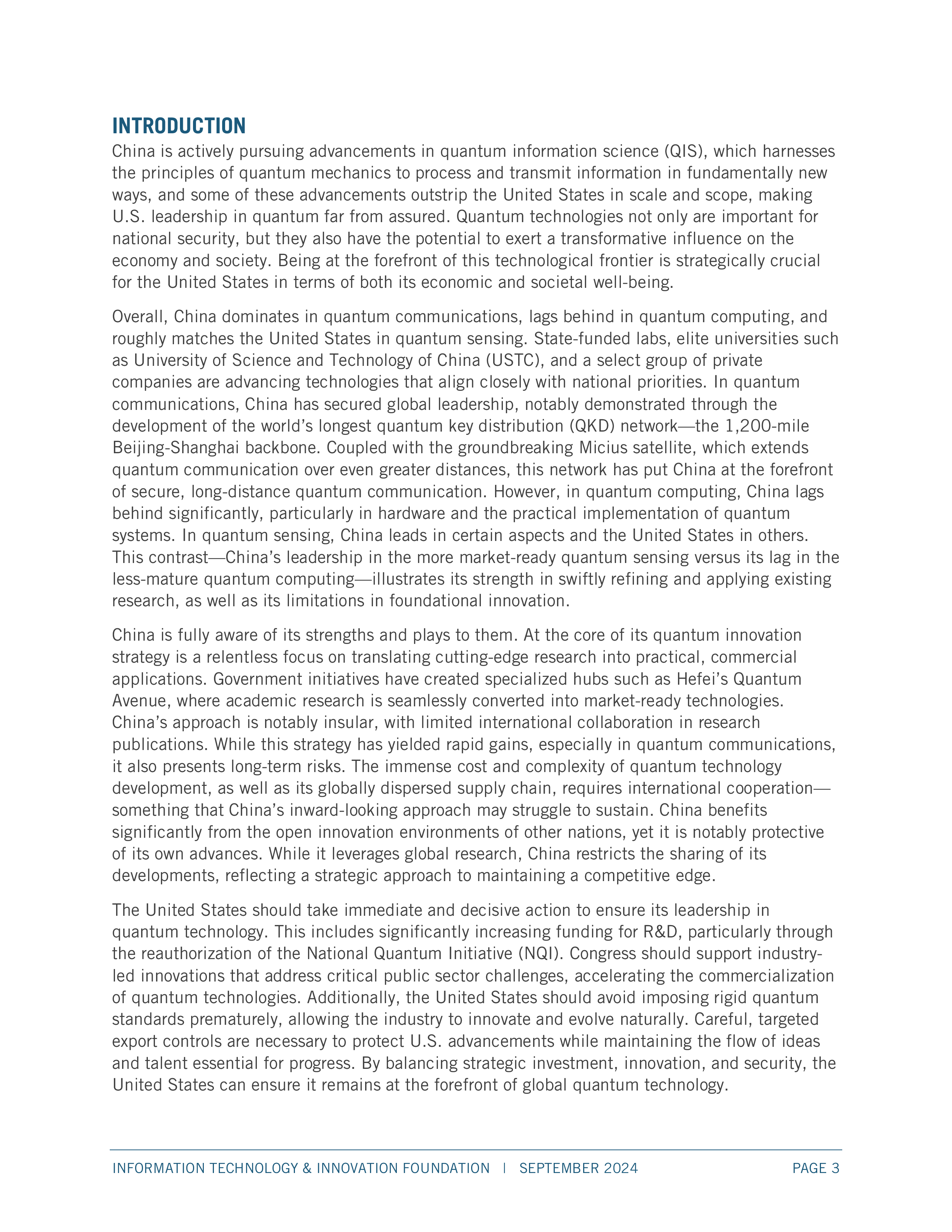 美国信息技术与创新基金会2024中国在量子领域的创新能力如何研究报告英文版25页