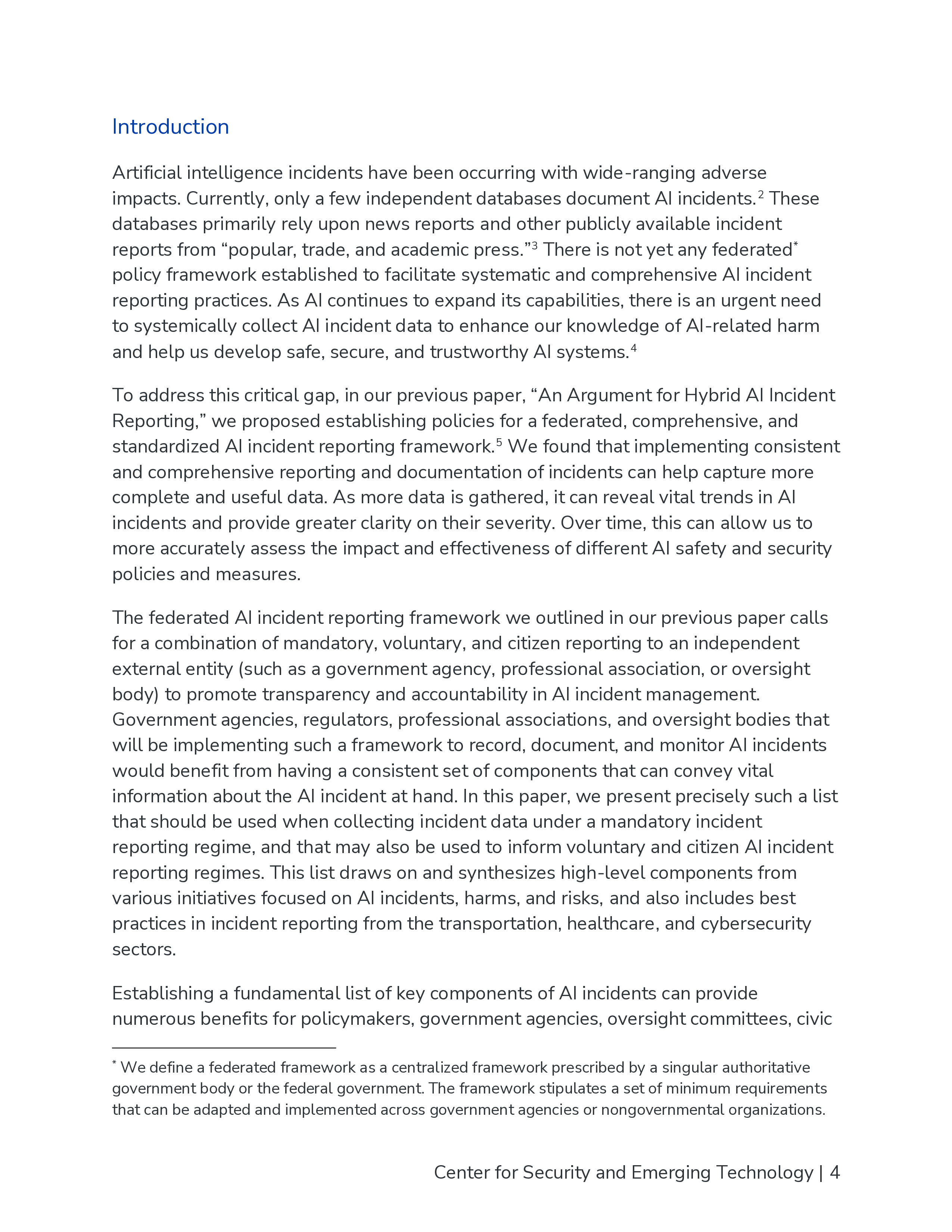 美国安全与新兴技术中心2025AI翻车事故AIincident强制性报告制度的关键要素研究报告英文版32页