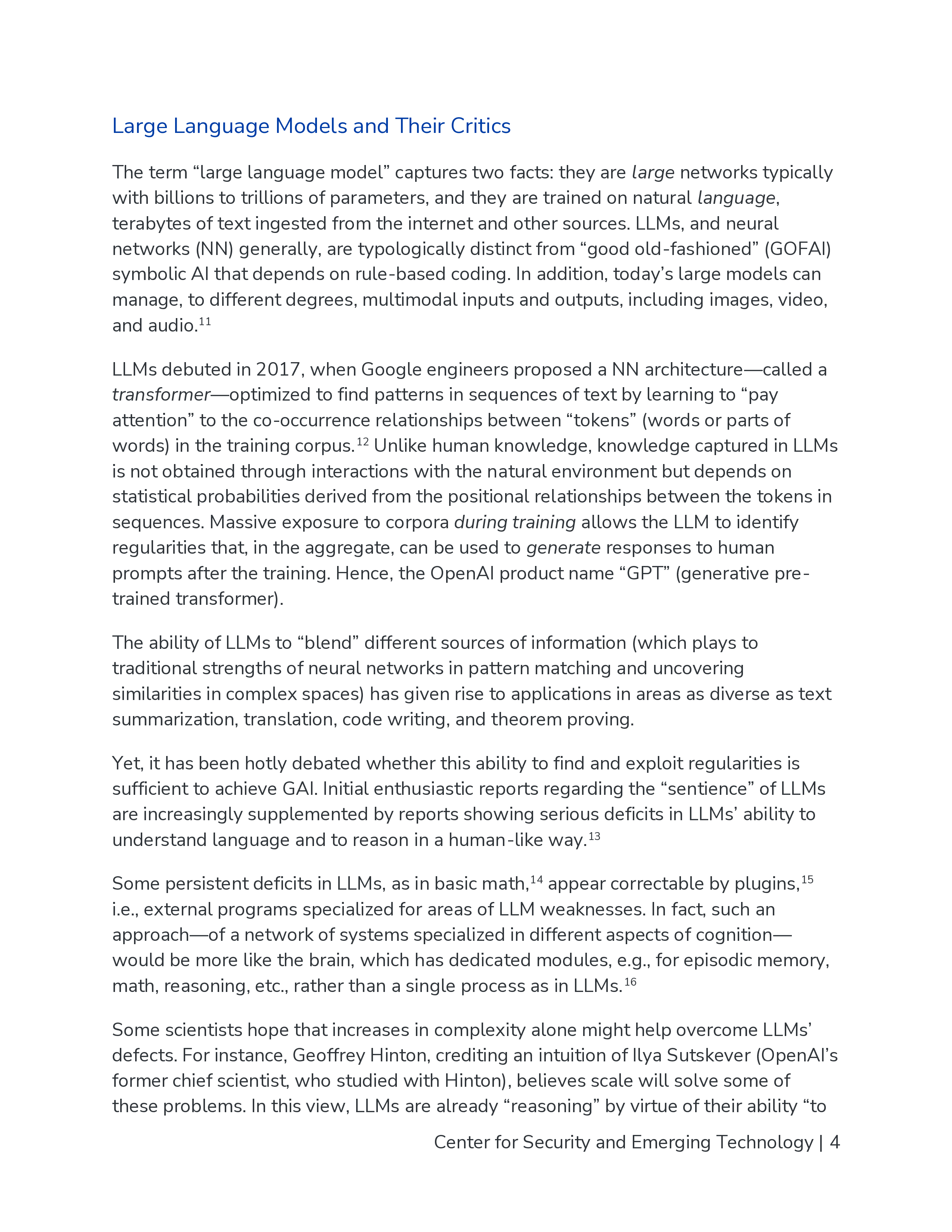 美国安全与新兴技术中心2025中国学界对大语言模型的批判性思考通用人工智能AGI的多元路径探索研究报告英文版29页