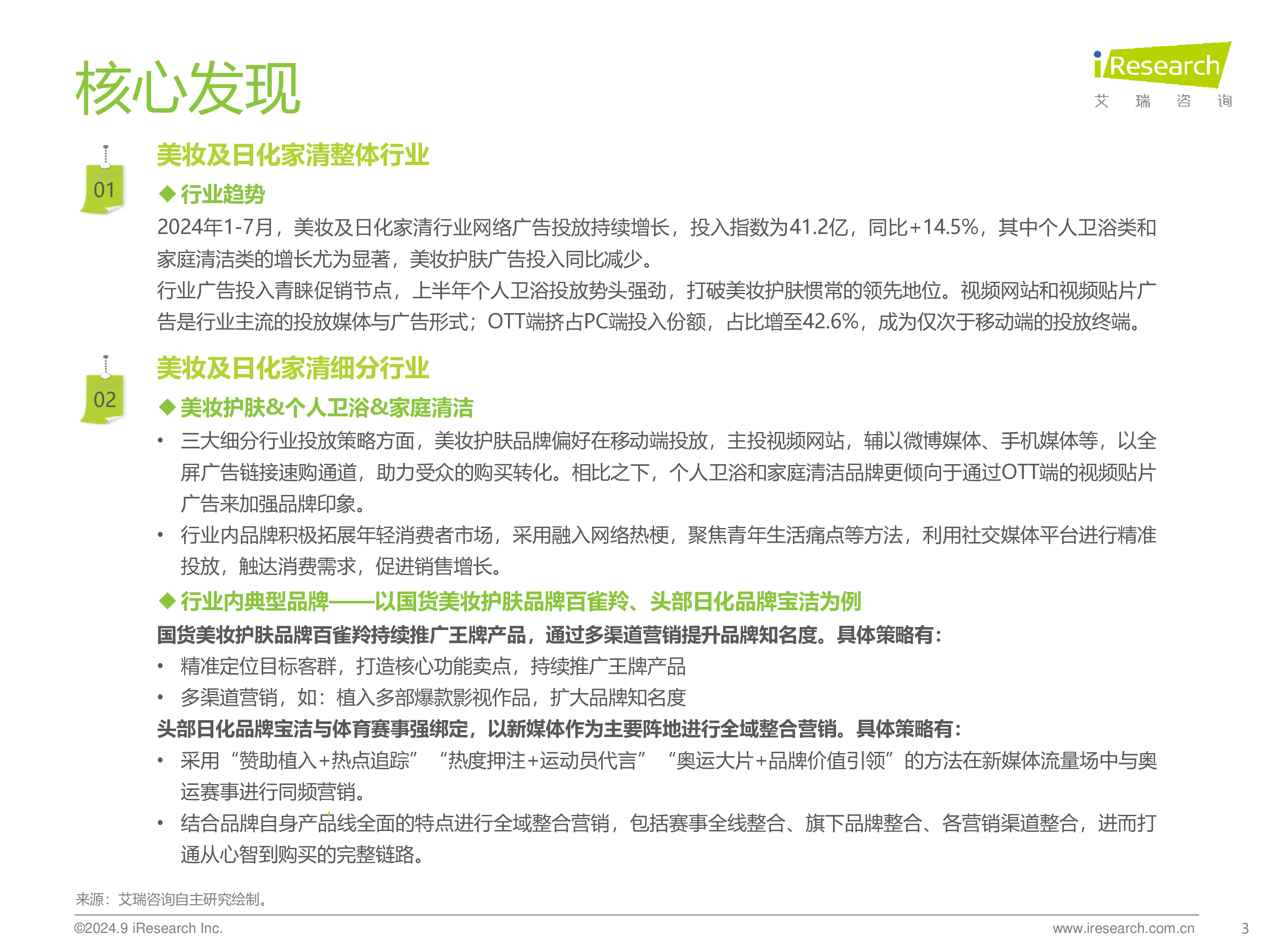 艾瑞咨询2024年美妆及日化家清行业网络营销监测报告44页