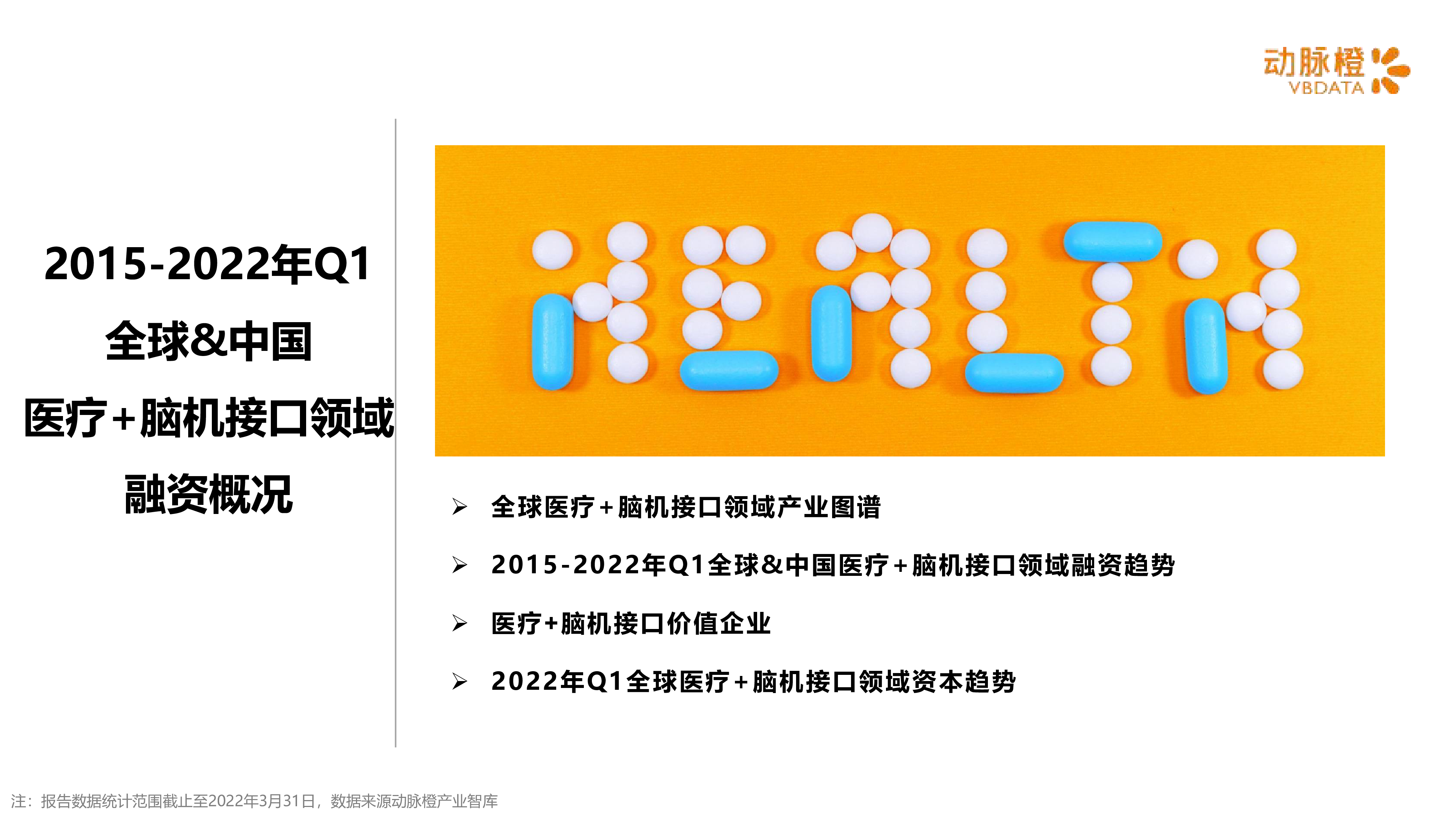 动脉橙2022年Q1全球医疗脑机接口价值趋势报告14页