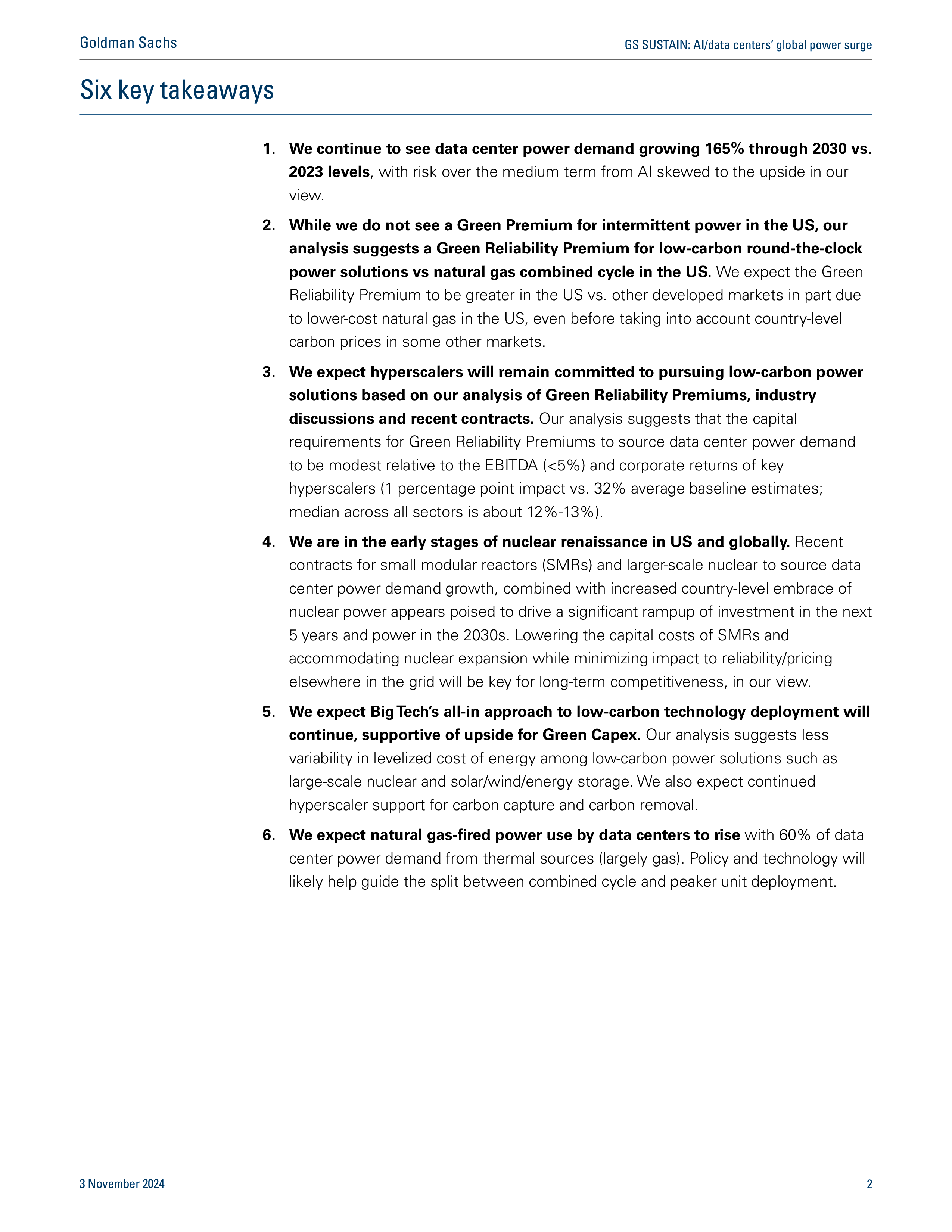 高盛2024全球AI数据中心能源激增绿色数据中心推动力及投资影响研究报告英文版36页