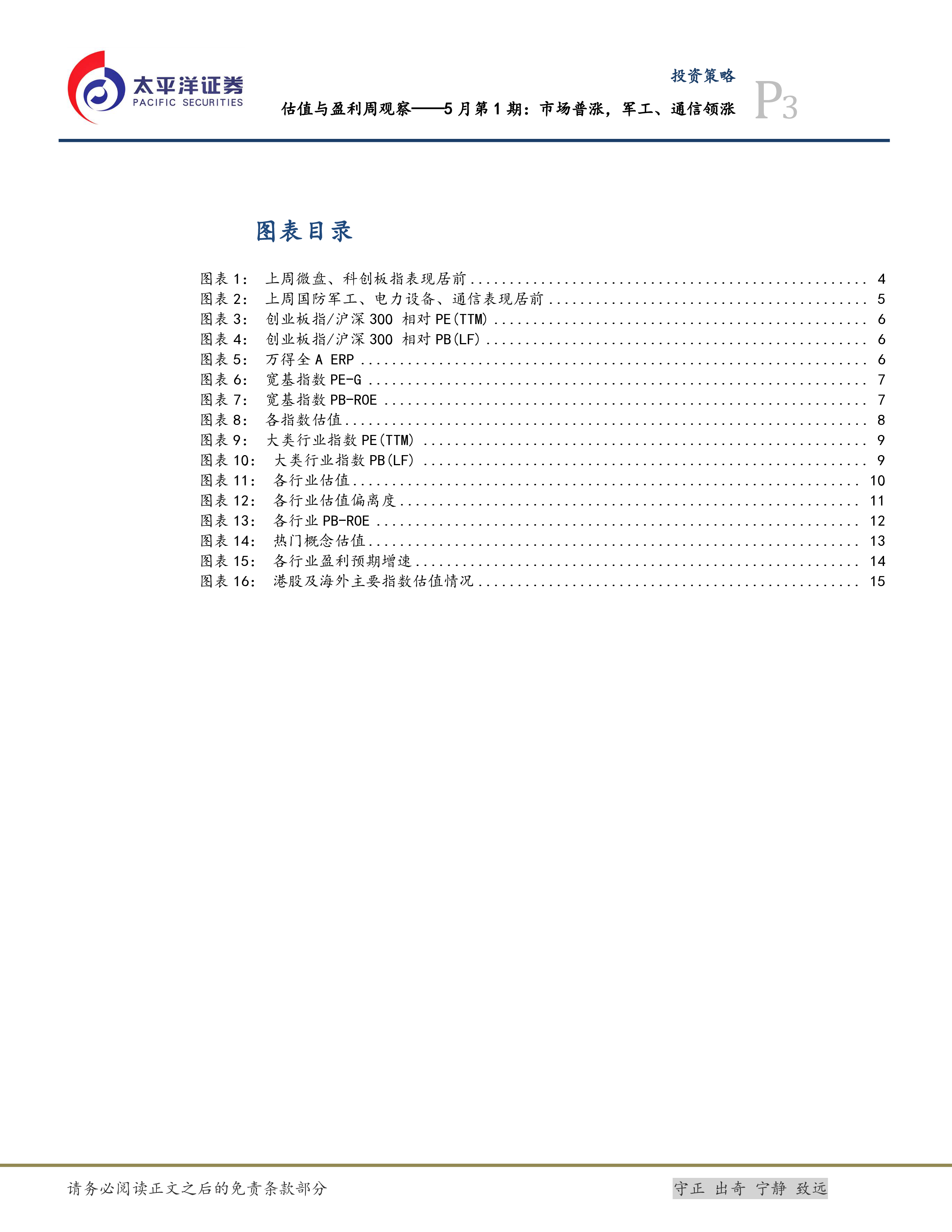 估值与盈利周观察——5月第1期：市场普涨，军工、通信领涨