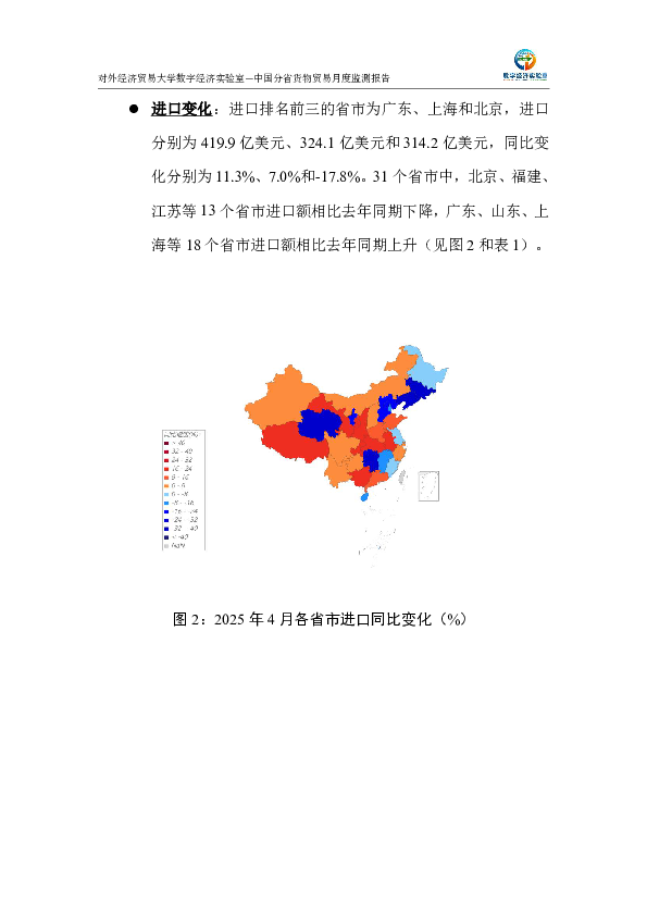 中国分省货物贸易月度监测报告(2025年1-4月)