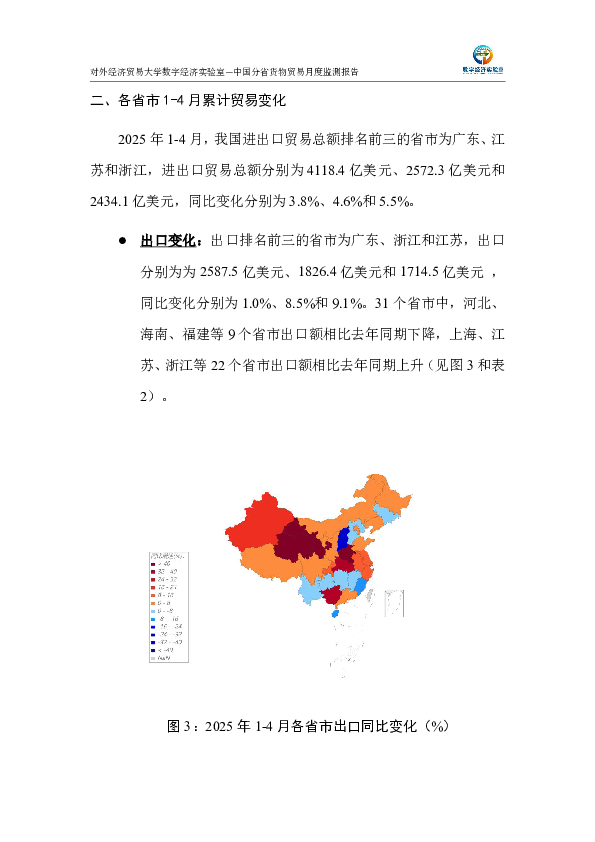 中国分省货物贸易月度监测报告(2025年1-4月)