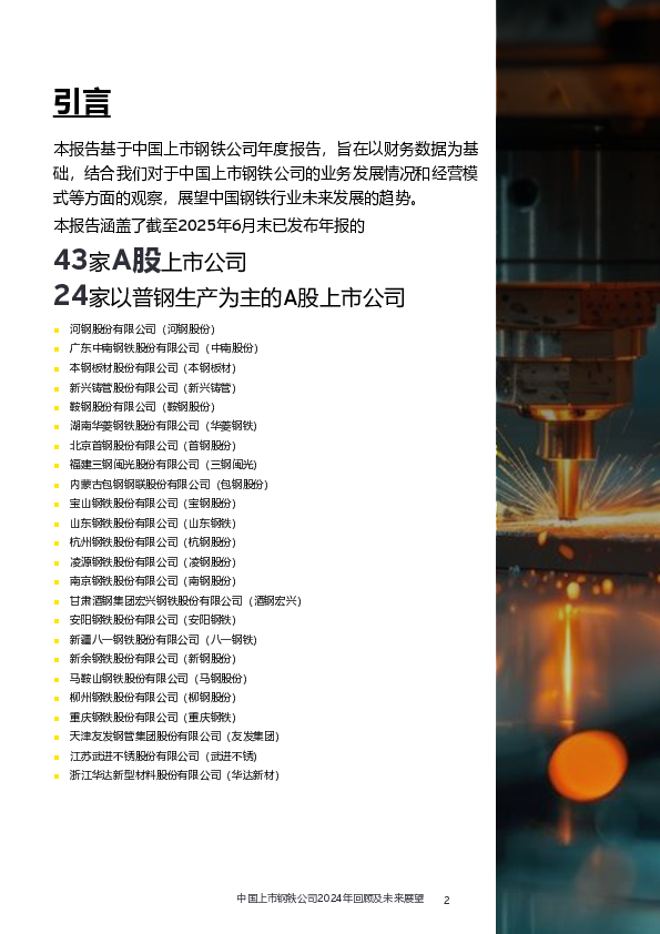 中国上市钢铁公司2024年回顾及未来展望