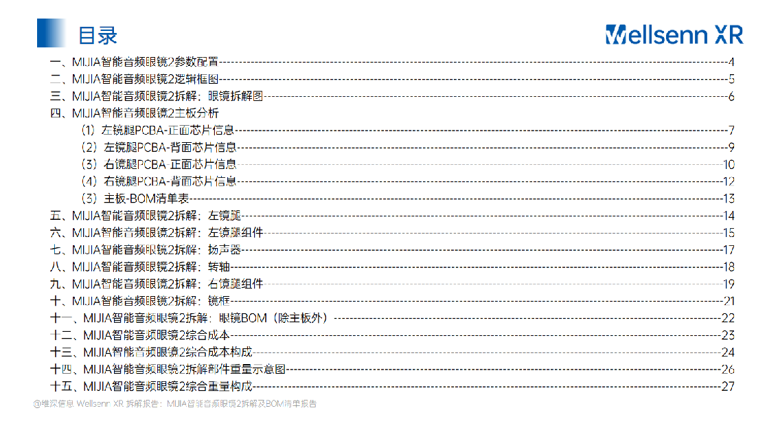 AI眼镜拆解及BOM成本报告 MIJIA 智能音频眼镜2