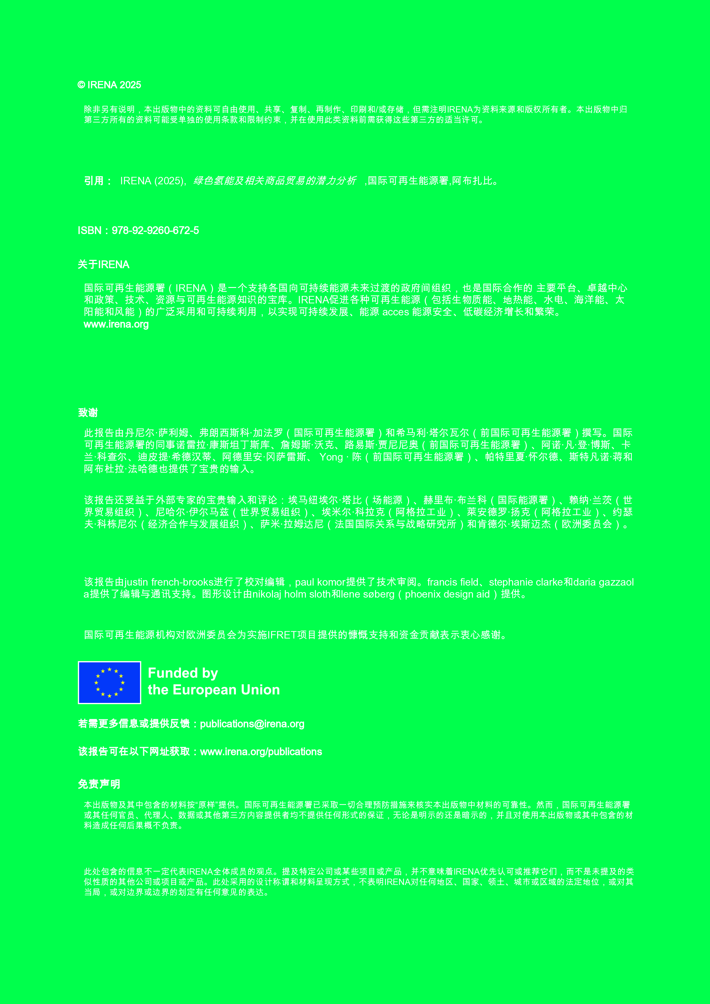 绿色氢及相关商品贸易潜力分析