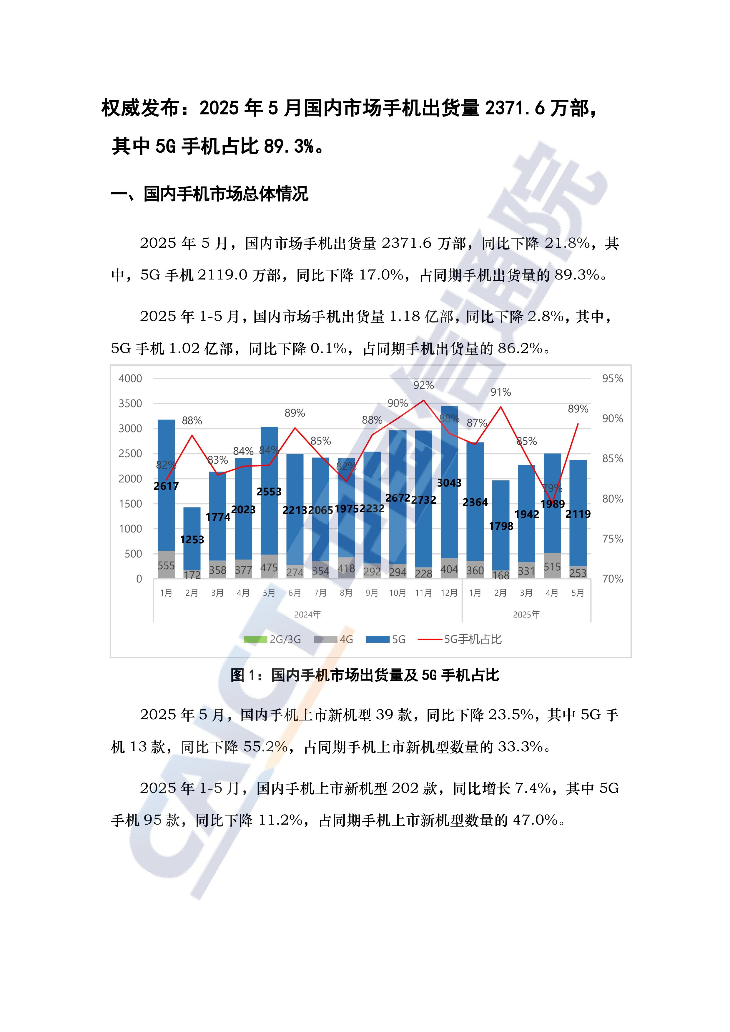 2025年5月国内手机市场运行分析报告