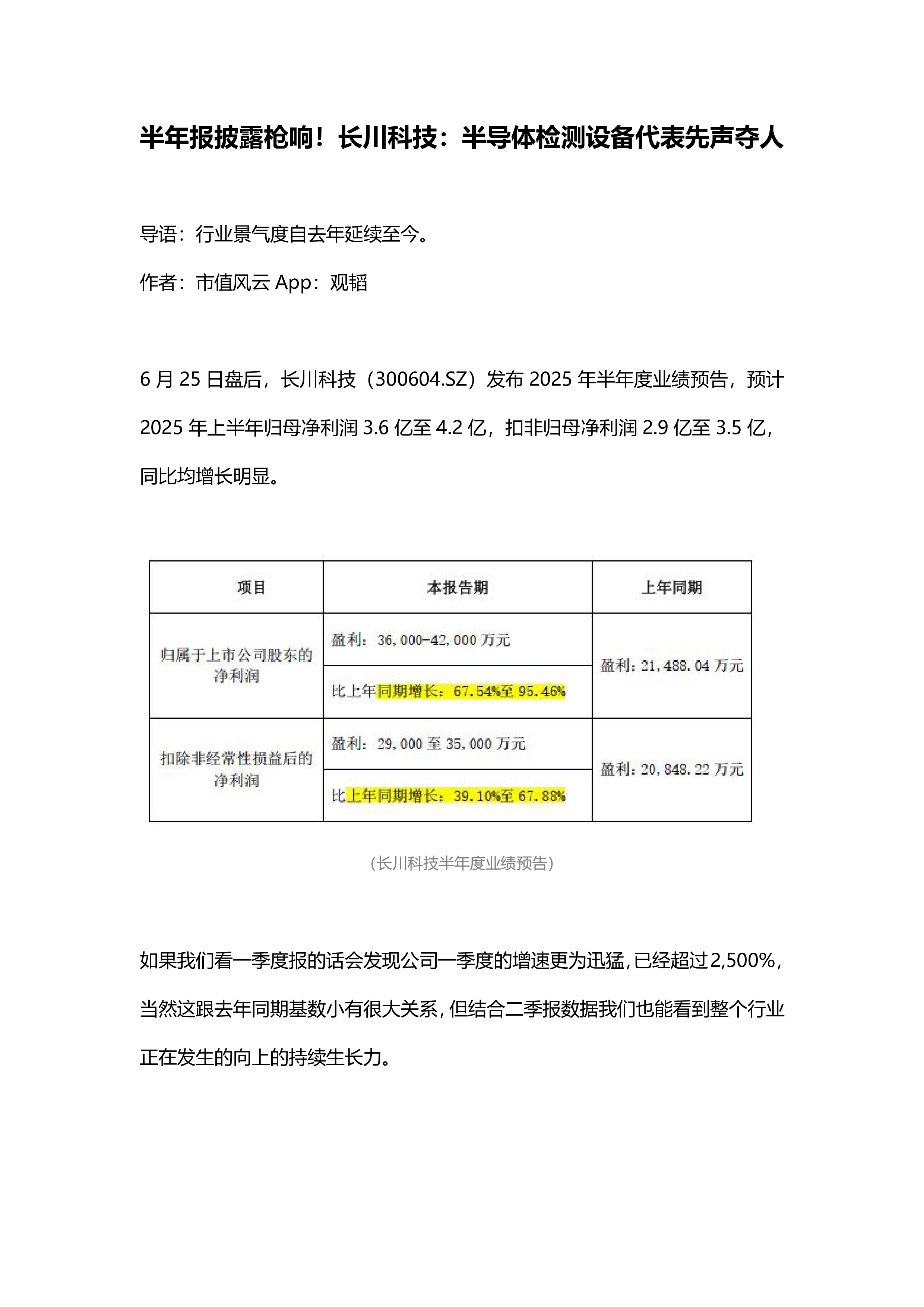 半年报披露枪响!长川科技:半导体检测设备代表先声夺人
