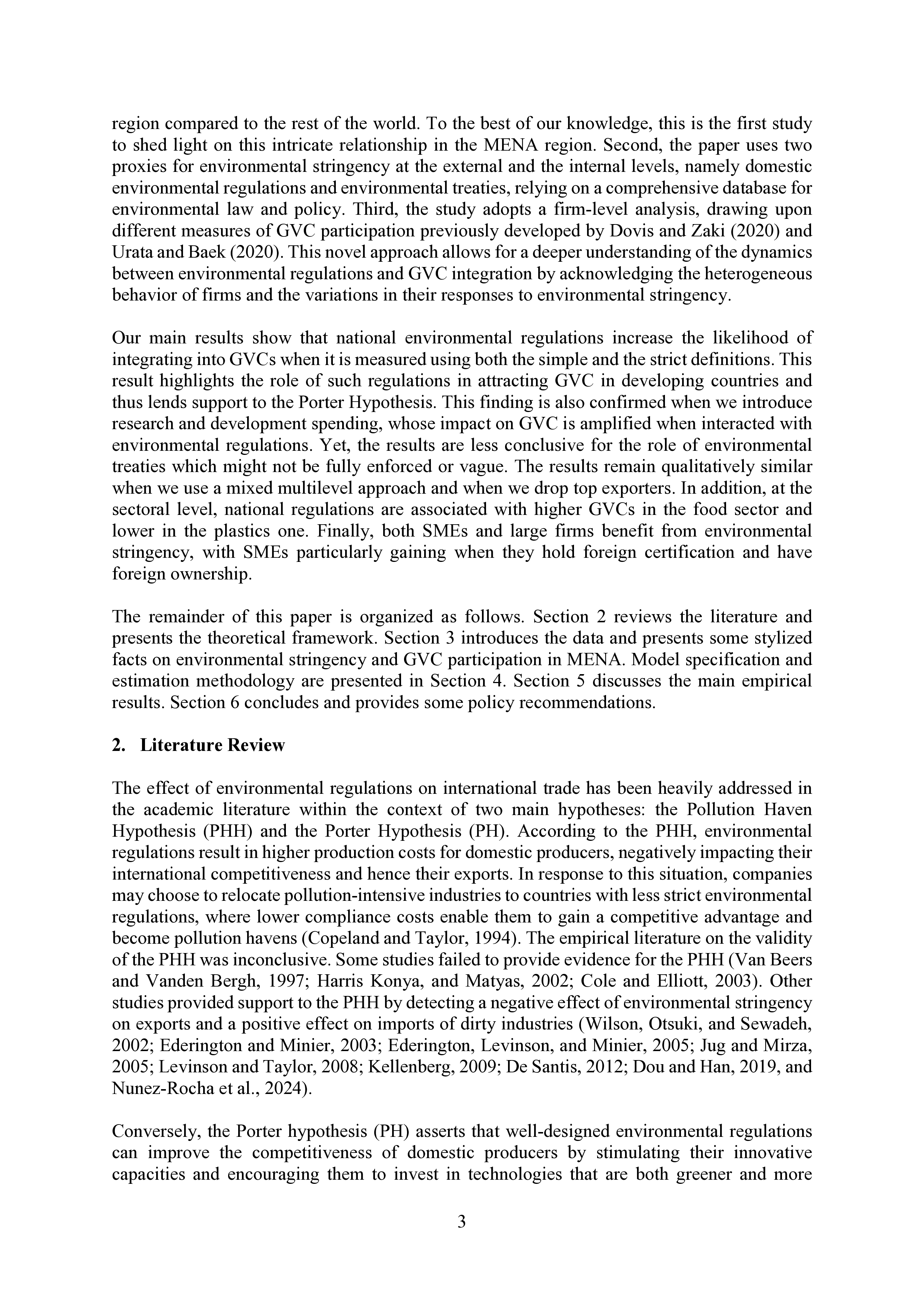 环境约束与企业参与全球价值链:中东和北非国家的证据